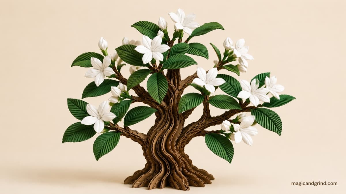Paper-craft flower tree creation